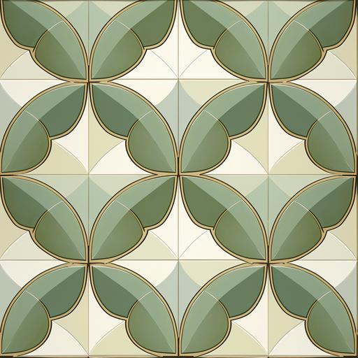 repetitive pattern in soft green and brown, bathroom tile pattern in an simple eastern tile design,