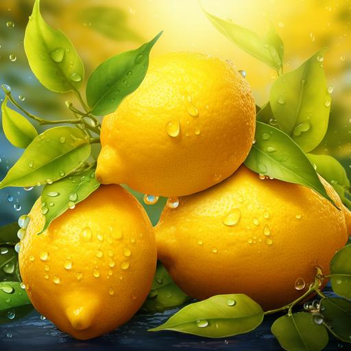 resh, sweet, brigtht lemons , cartoon style, 4k, detailed, advertizing style photo, high details, very good quality --v 5.2