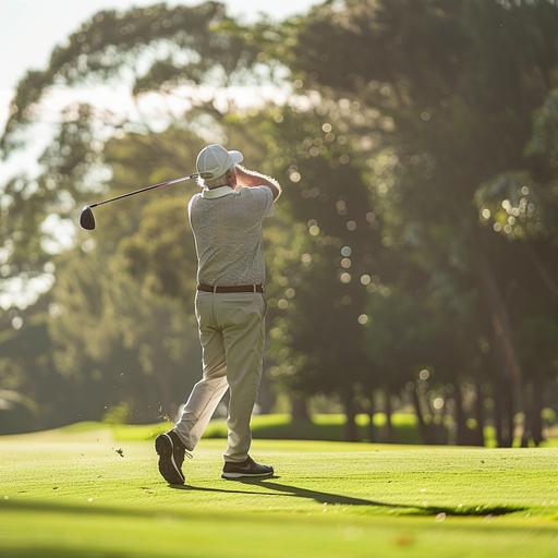 retired australian male playing golf
