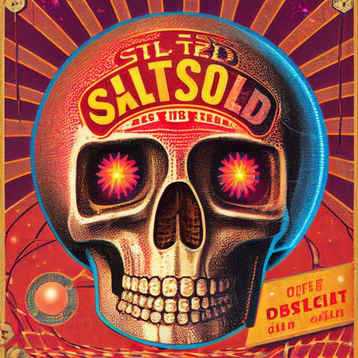 retro skull disco ball crate label, vintage, highly detailed --upbeta --upbeta --v 4