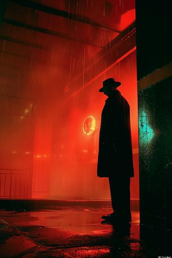 retrofuturistic film noir by Hopper, color, slight futuristic flare --ar 2:3