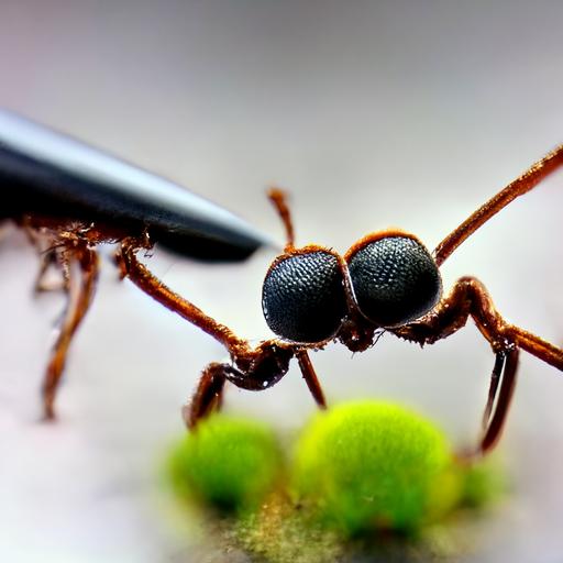a close-up photo of an ant, macro zoom, details, realistic