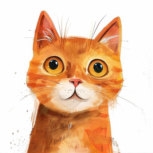 cartoony portrait of an orange cat. Against a white background --v 6.0