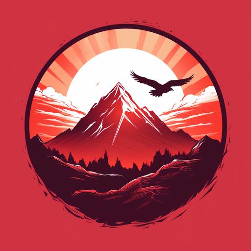 rising dawn logo, vector style, red scale, high quality