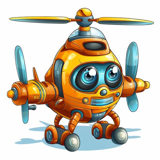 robot helicopter cartoon style for kids
