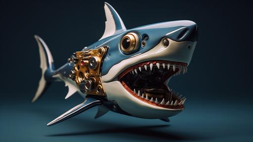 robot shark with no teeth --ar 16:9