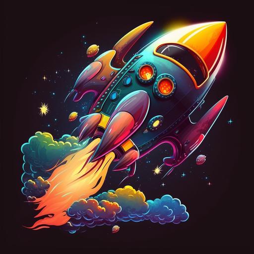 rocket ship in space cartoon style alien ship