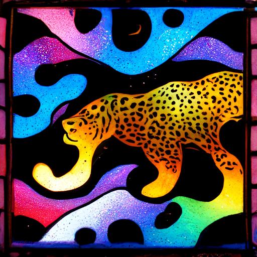 lisa frank leopard stained glass