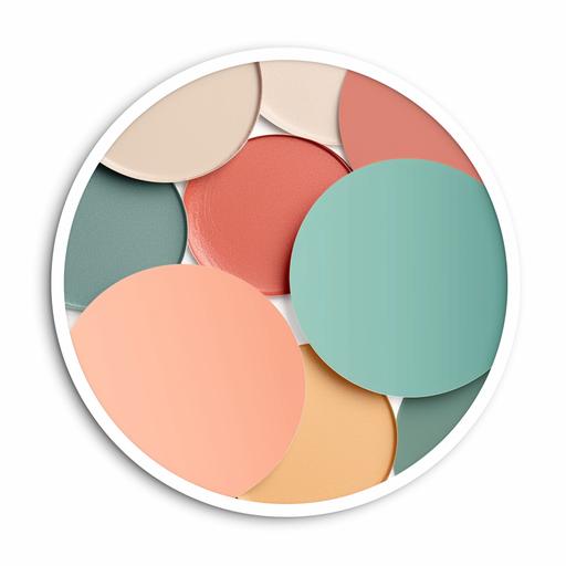 round background for makeup school logo, mint green, yellow, peach, cream and grey are the colours