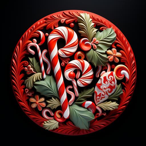 round design, candy canes, classical