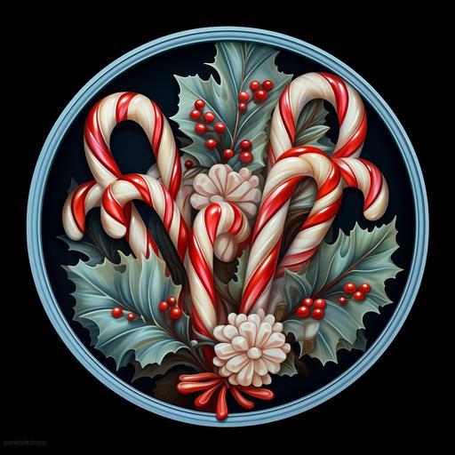 round design, candy canes, classical
