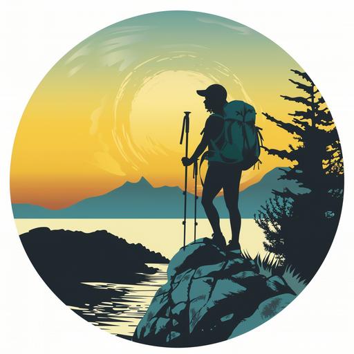 round logo simple art woman hiking west coast trail