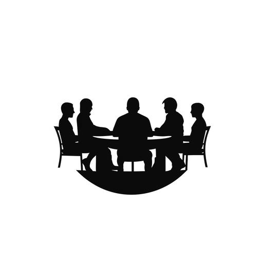 roundtable discussion icon, graphic design, logo, simple, minimal, easy to comprehend, conference logo, discussion logo, black and white --q 2 --s 750 --v 5