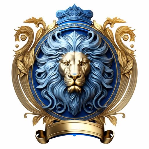 royal emblem zodiac sign leo, logo, blue and gold, no text, white background