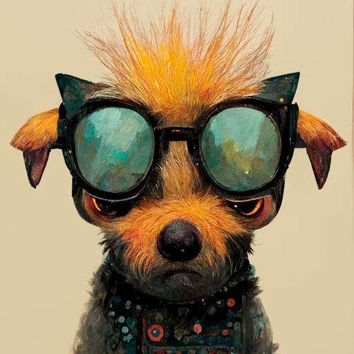 rude dog with mohawk and glasses