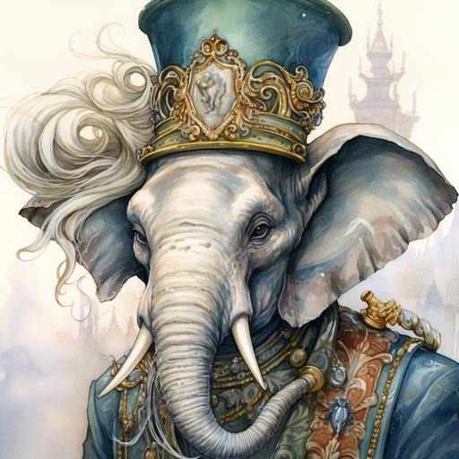 runepunk rococo elephant, watercolor paint