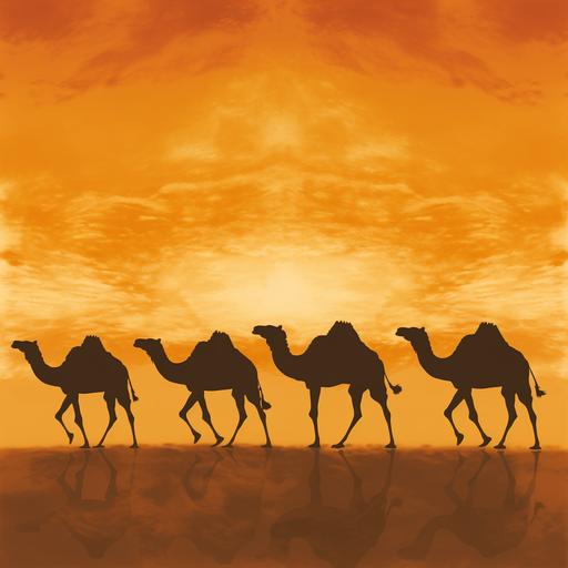 running camel silhouettes placed at the bottom with ombre background pattern