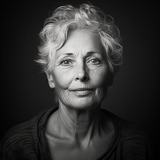 Parkinsons patient 60 years old female in black and white as persona picture