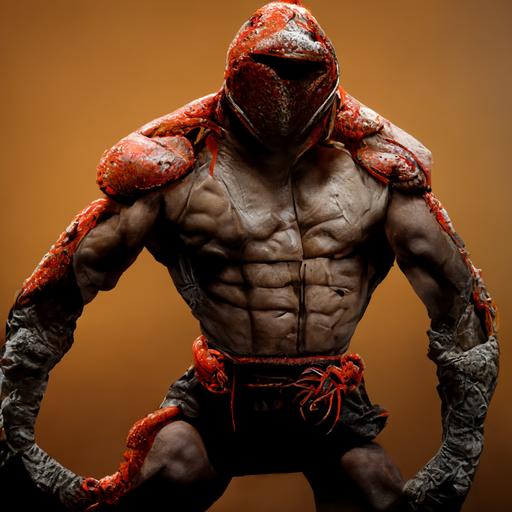 mortal kombat character, muscled crab man, fighter pose, realistic details, 3D ,CG, PBR