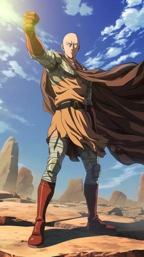 saitama is an incan quecha warrior of vinicunca in a dvd still from the anime one punch man in peru incan empire drawn by Yusuke Murata animated by madhouse inc filmed in 2015 --s 15 --ar 9:16 --niji 6 --style raw