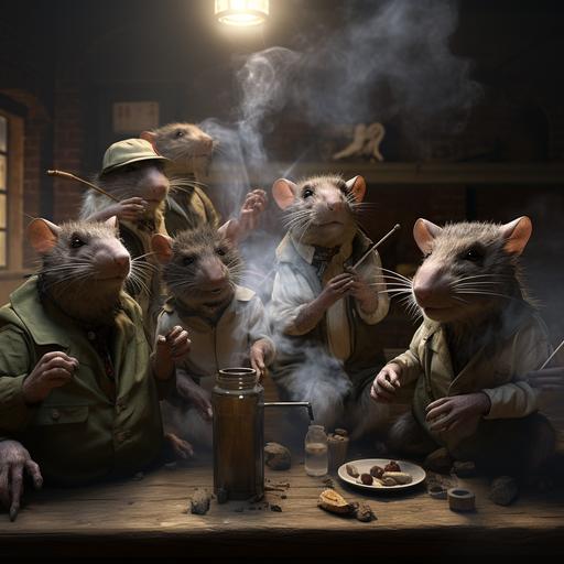 seven funny rats are smoking
