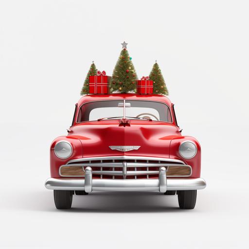 santa car, christmas lights, simple, white background --s 50