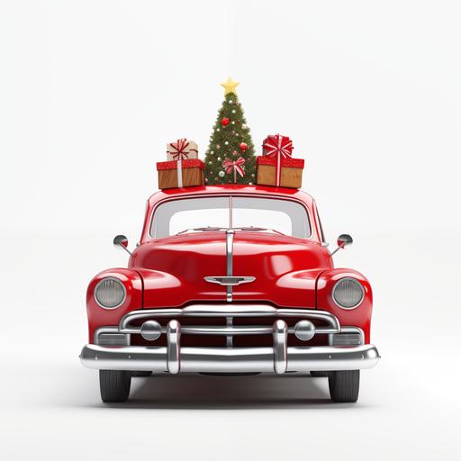 santa car, christmas lights, simple, white background --s 50