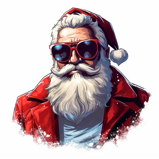 santa claus with sunglasses cartoon comic illustration