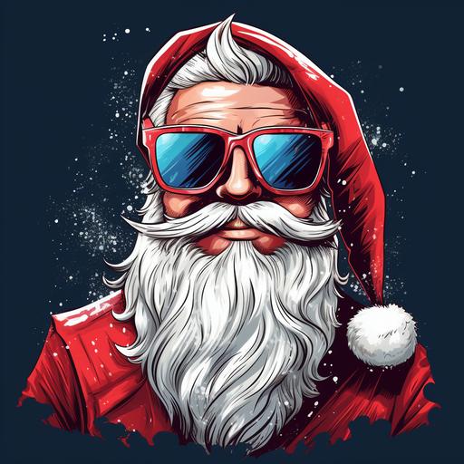 santa claus with sunglasses cartoon comic illustration