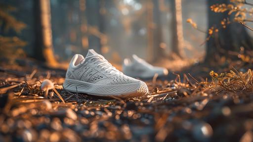 sanuk mizuno fazer prototypes 2019, in the style of landscape photography, light white, and amber, shallow depth of field, mushroomcore, prairiecore, fluidity, wood, UHD, best quality, high details, 16k --aspect 16:9