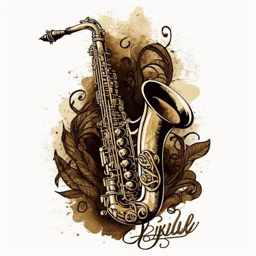 saxophone drawing logo KEVIN