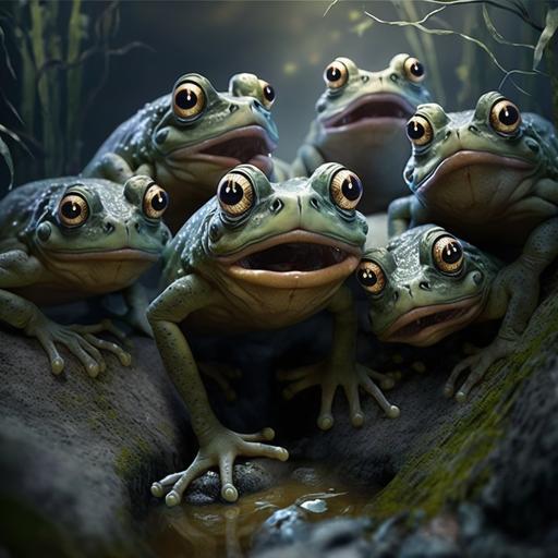 scary gang of frogs