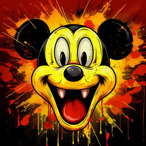 scary mickey mouse, pop art style, 8k