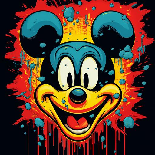 scary mickey mouse, pop art style, 8k