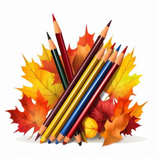 school pencils autumn clipart white background