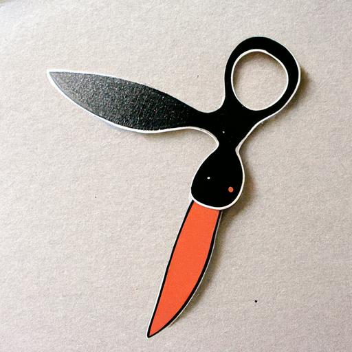 scissors, cartoon style, die cut sticker