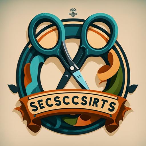 scissors craft cartoon logo