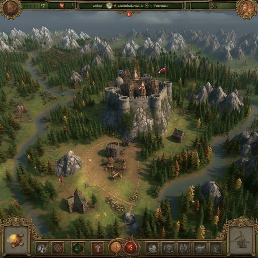 screenshot of age of empires 2, but lord of the rings themed, game ui, curser, accurate pov screenshot, crt lines