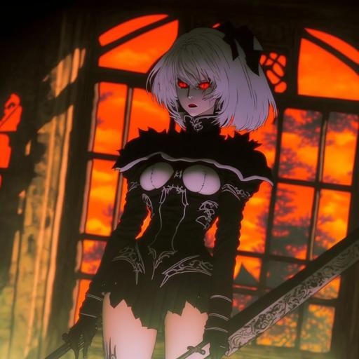 screenshot of bloodborn the anime from a 90's fantasy movie, red moon,black house