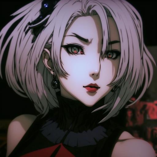 screenshot of bloodborn the anime from a 90's fantasy movie,female,red moon,black