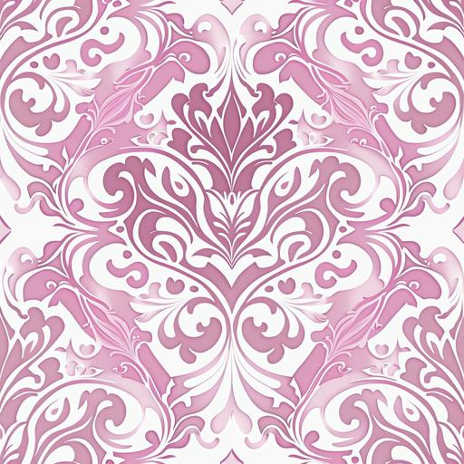 sealmless pattern, Vining floral with light famingo pink color, pink , printed over background of white,tileable wallpaper patterm 1900 style