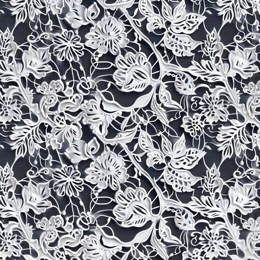 seamless floral lace pattern, attractive, white, intricate --v 6.0