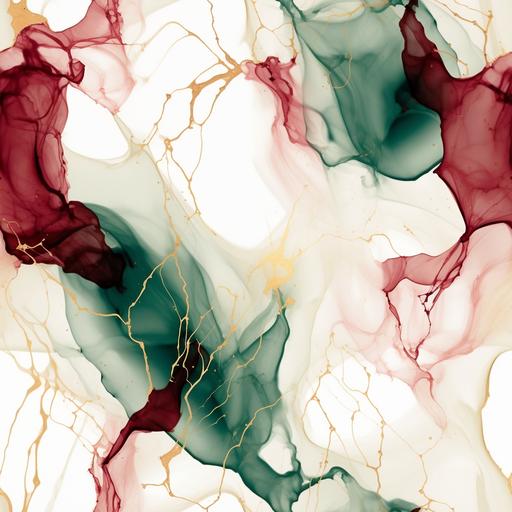 seamless pattern, minimalist alcohol ink, Cranberry, pine green, copper, cream --tile