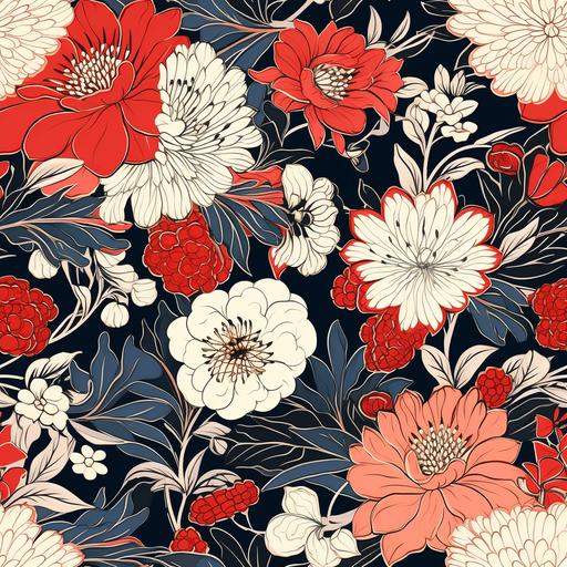 seamless pattern of Japanese floral Chiyogami, --tile --v 5.2