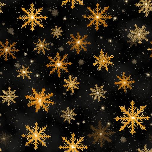 seamless vintage Christmas black snowflake papers on gold background --tile --ar 1:1