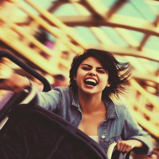 selena gomez on a roller coaster