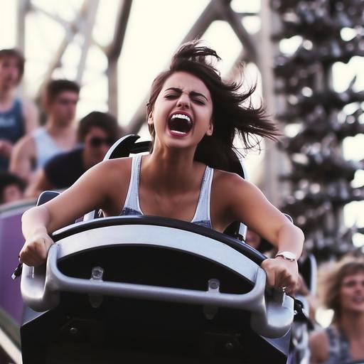 selena gomez on a roller coaster