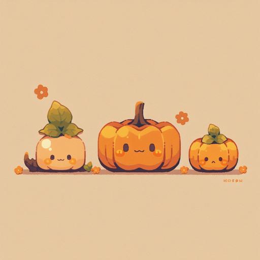 set of cute kawaii 8-bit Halloween candy pumpkin emoji stickers, in the style of anime inspired, quirky character designs, animated gifs, close up, --niji 5 --s 750 --upbeta