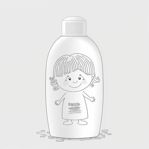 shampoo outline drawing for children drawing, plain, white background