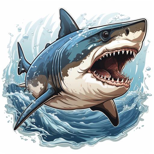 shark, jumping out of water, sticker, Contour, Vector, White Background, Detailed, --s 1000